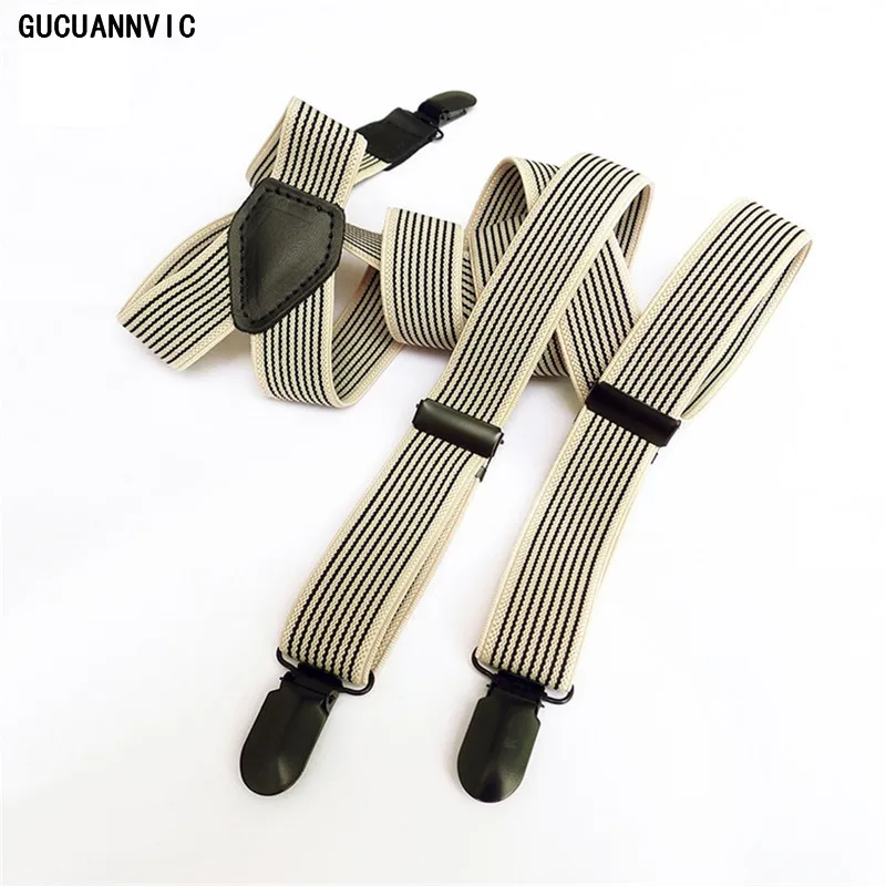 

Подтяжки для джинсов GUCUANNVIC, эластичные, повседневные, черные, регулируемые, подтяжки в полоску