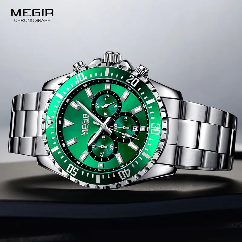 Megir часы спортивные Для мужчин кварц нержавеющей Бизнес хронограф Элитный бренд