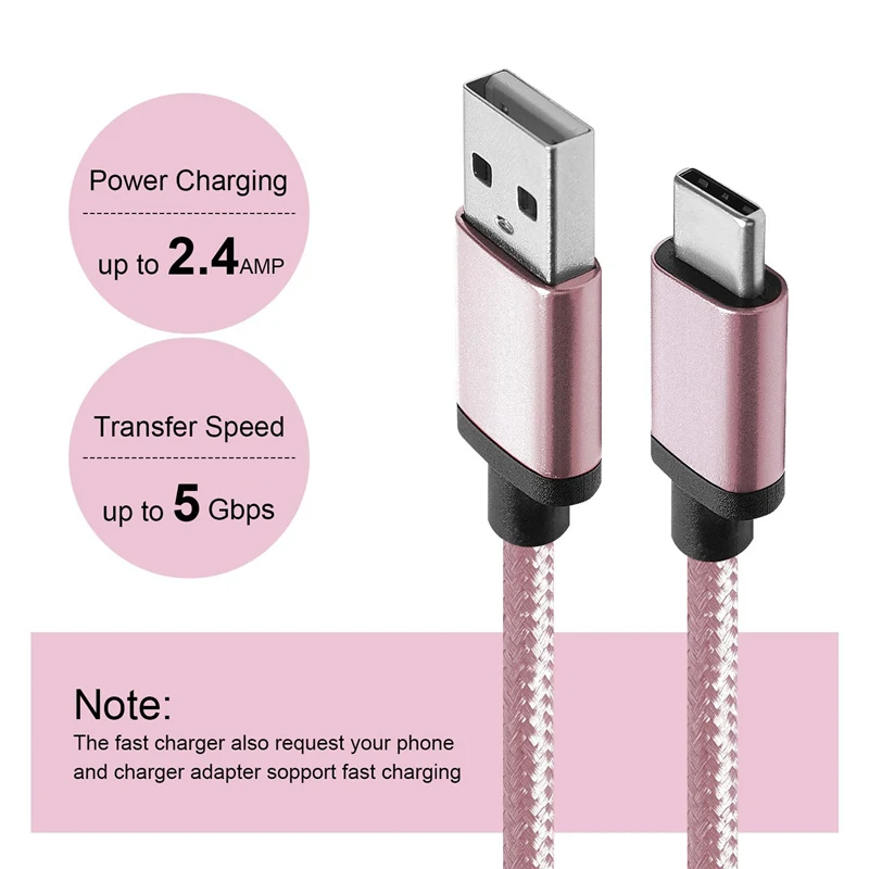 Нейлоновый плетеный кабель USB Type C для Samsung Galaxy S10 S9 S8 Xiaomi mi9 mi8 mi a1 быстрая зарядка Typo