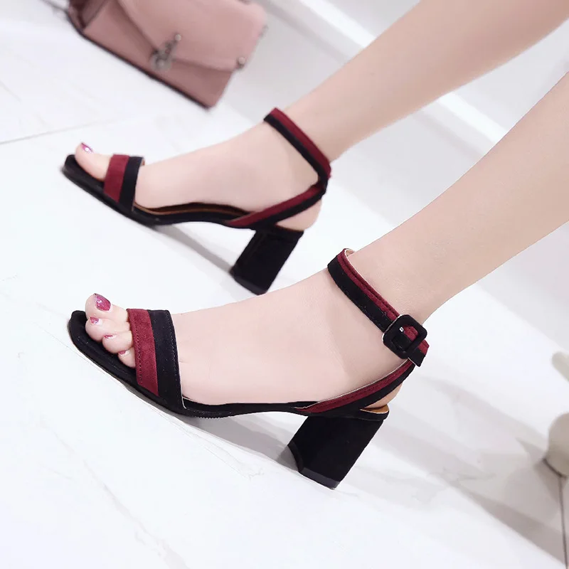 Summer fashion ankle strap gladiator high heels roman sandals women block open toe ladies party shoes sandales femme | Обувь