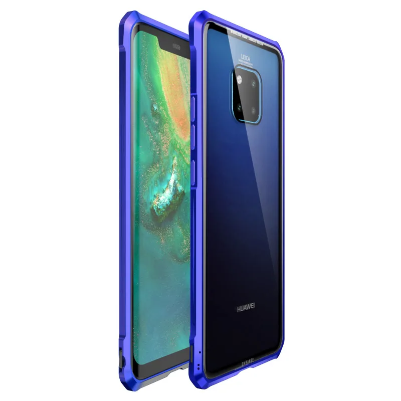 Blue-Purple OMEVE рамка из металлического сплава бампер прозрачный закаленное стекло задняя крышка чехол для huawei mate 20 Pro mate 20 Lite mate 20 X mate 20 Armor - Цвет: Blue-Purple