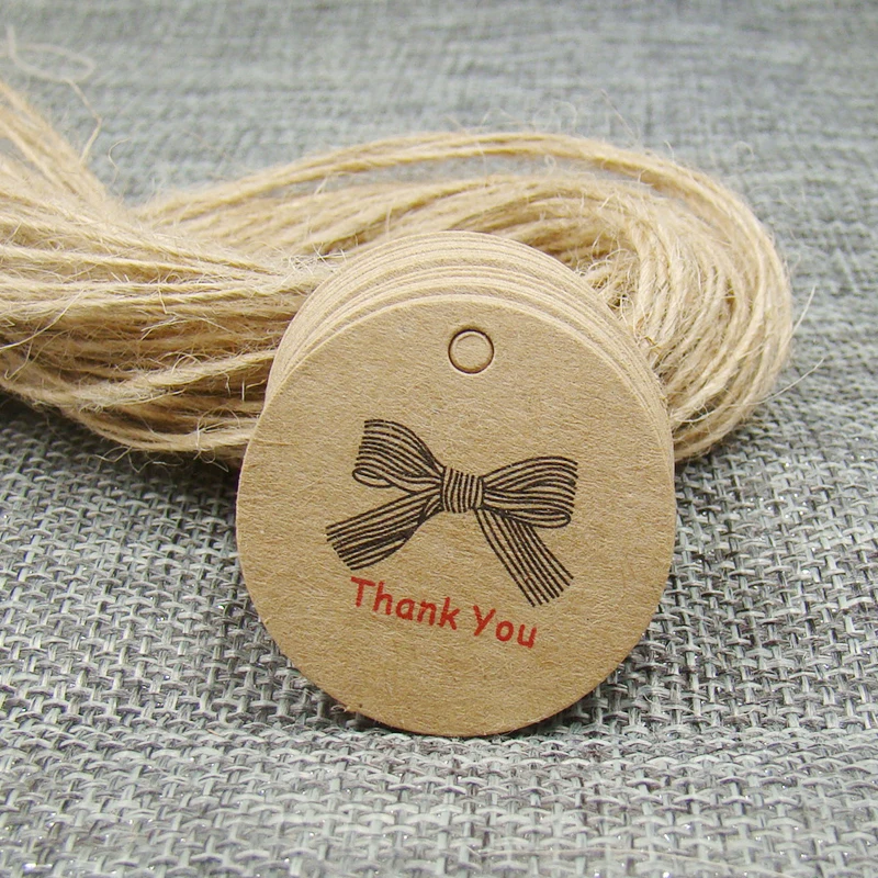 3*3 см круглая форма благодарим ваш подарок качели тег Крафт цвет 100 шт + конопляная