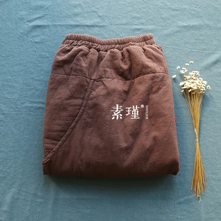 Осень, новинка, Толстая теплая хлопковая стеганая женская льняная юбка, однотонные, с большими карманами, эластичная талия, женские офисные юбки