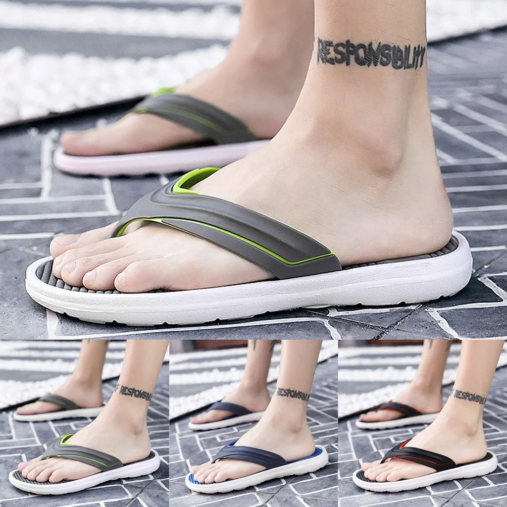 

SAGACE Summer men's flip-flops soft bottom non-slip sandals fashion large size breathable comfortable beach casual slippers 2020