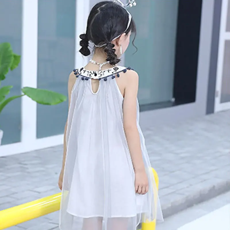 Сетчатое платье на бретельках для девочек летняя детская одежда Robe Girl Princess