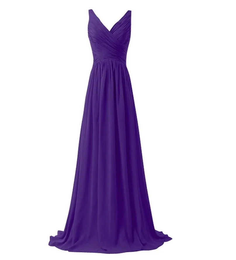 LLY1130T# V-neck спагетти Лямки длинные на шнуровке небесно-голубое для подружки невесты платья свадебное платье для выпускного вечера невесты Дамская мода - Цвет: Bright purple