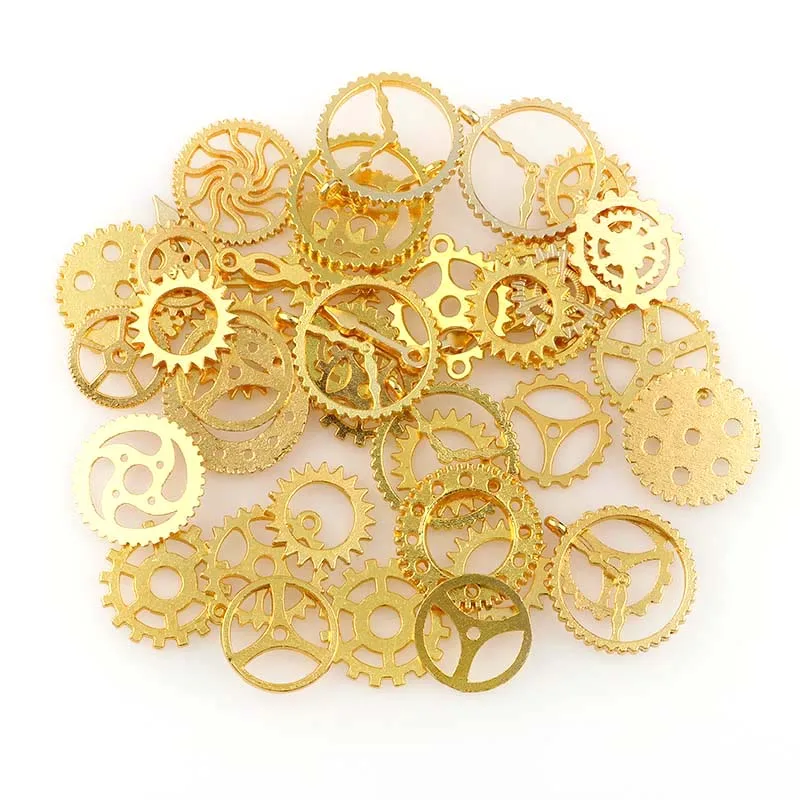Gold Color Gear 8 стиль случайный 50 г металл амулет зубчатая передача колесо античная бронза стимпанк движение ретро DIY Шестерня Подвески Ювелирные аксессуары - Окраска металла: Gold Color Gear