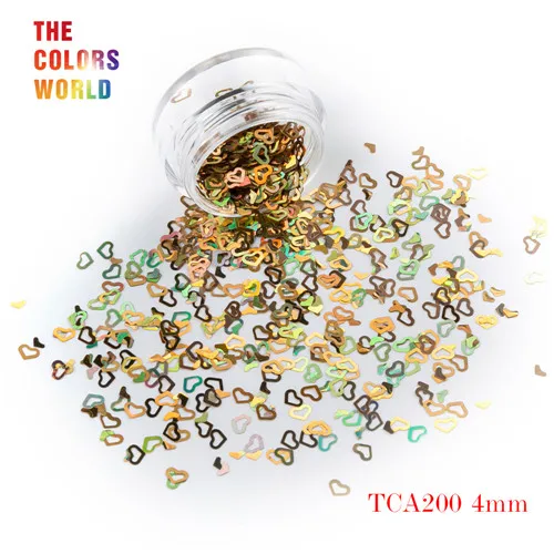 TCA200 200g Tct-050 полые сердца Форма Лазерная красочные Глиттеры для ногтей 4 мм Размеры для ногтей Гели для ногтей украшения Макияж facepaint DIY украшения - Цвет: TCA200 200g