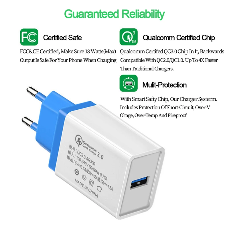 USB дорожное зарядное устройство мобильный телефон QC 3 0 Быстрая зарядка EU вилка