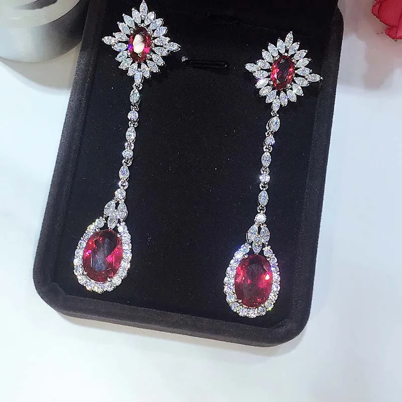 Rose Red GAOLA, модные популярные Стильные серьги-подвески, бренд,, акция, золотой цвет, AAA CZ, длинные висячие серьги для женщин, подарки - Окраска металла: Rose Red