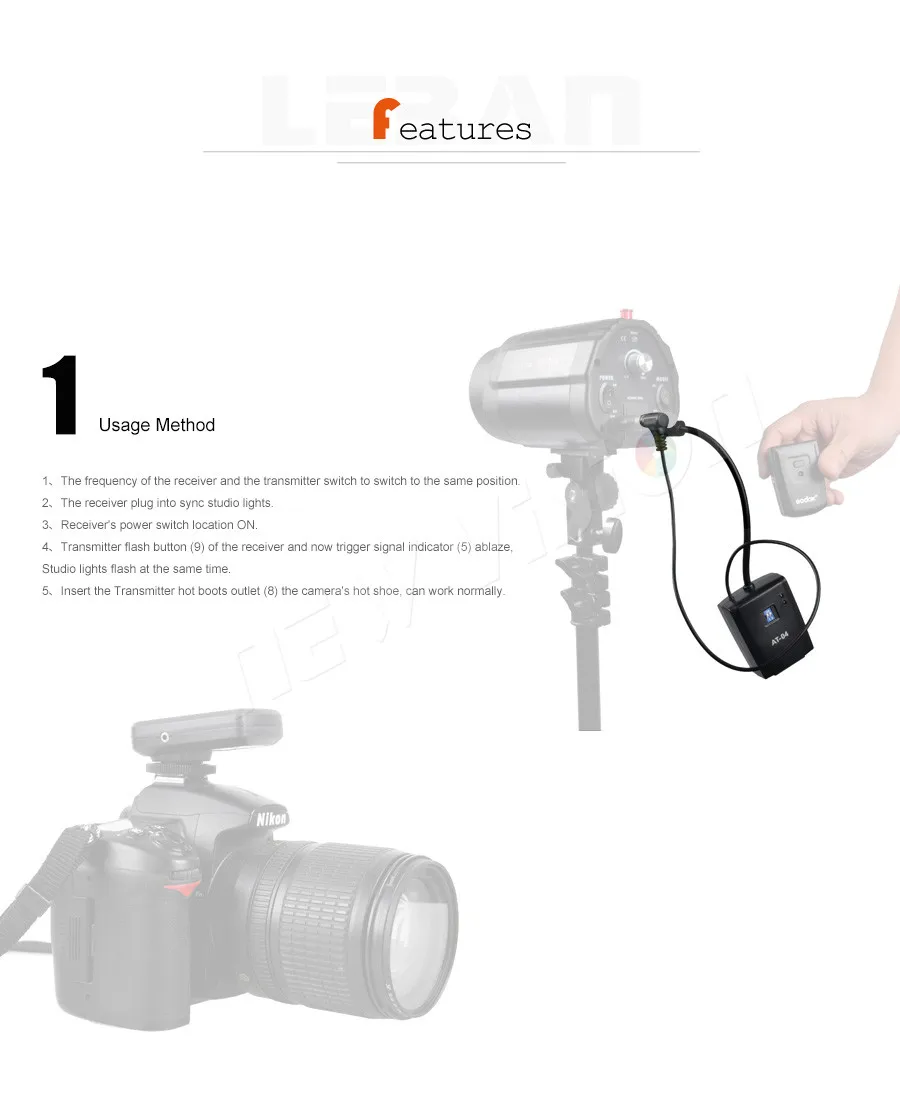 Godox AT-04 ATR-04 4 канала беспроводной студийный флэш-ресивер для Canon Nikon Pentax DSLR камеры