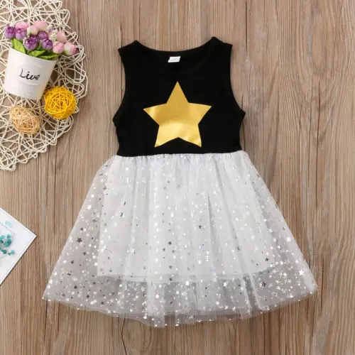 Toddler Newborn Fashion Kids Baby Girls Clothes Princess Star Tutu Dress Pageant Party Wedding Dressy Patchwork Clothing | Детская