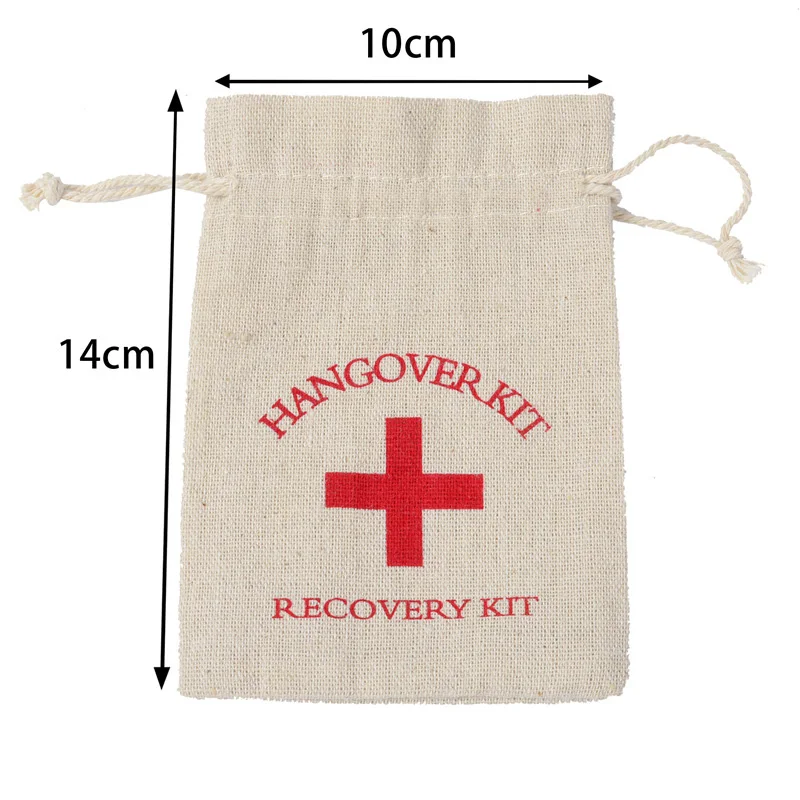 10 шт. набор Hangover 10x14 см Свадебный держатель сумок с красным крестом из хлопка и