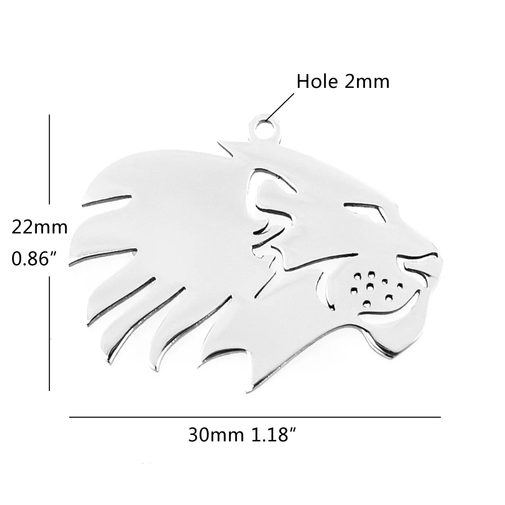 Risul decal lion head male Strong Lions Portrait Charms Diy necklace pendant mirror polish Stainless Steel wholesale 50pcs | Украшения и