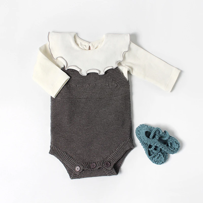 2019 Spring Autumn Baby Rompers Girls Climbing Suit Boys Clothes Knitting Clothing With Angel Wings New Born Sweater Bodysuit | Детская