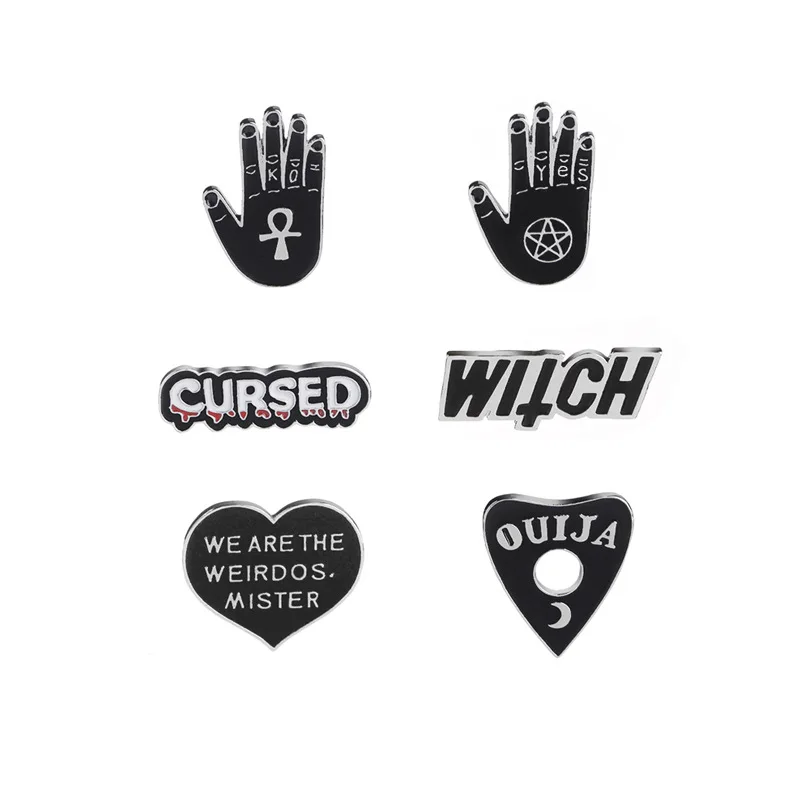 Высококачественная Черная брошь в форме пальмы и сердца гадания ведьмы