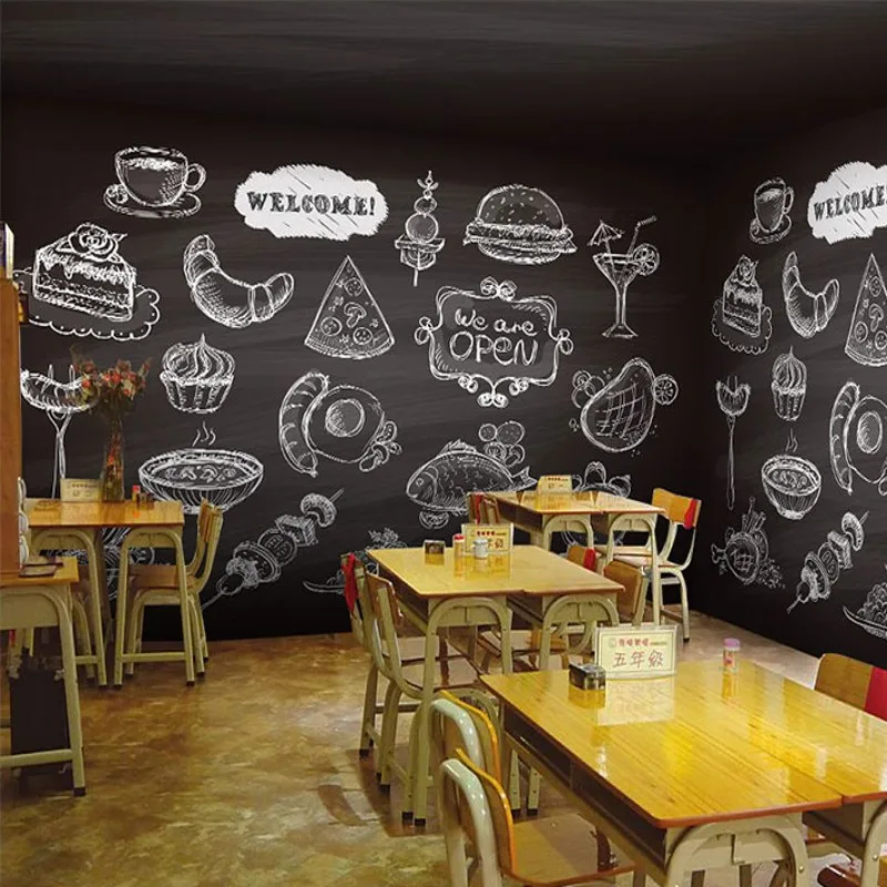 Фото обои ручная роспись Мел жареная курица бургер стена Западная фаст фуд