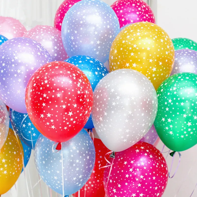 

New 12 inch Pear Latex Colorful Star Printed Christmas Balloons Birthday Wedding Party Decoration Balloons Air Balls Star Ballon