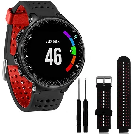 black red Мягкий силиконовый сменный ремешок для часов Garmin Forerunner 220 230 235 620 630 gps спортивные часы - Цвет: black red