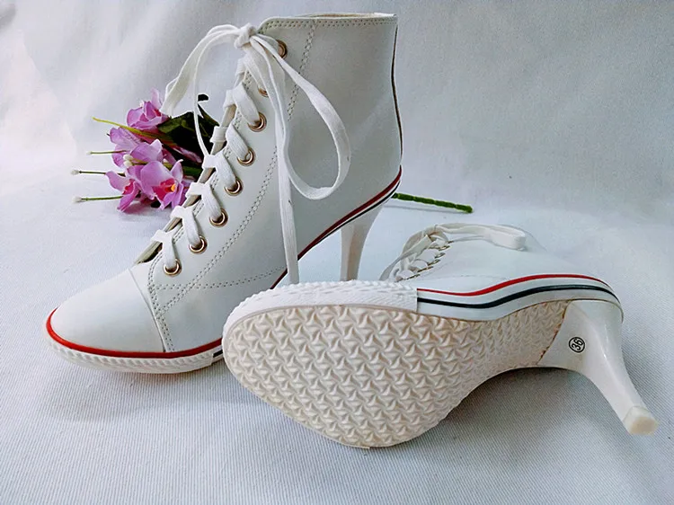 heel 8cm Г. Новая женская обувь из натуральной кожи женские демисезонные ботинки с перекрестной шнуровкой на высоком каблуке 6-8 см женские ботинки на шнуровке - Цвет: heel 8cm