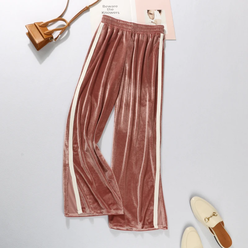 Новый Демисезонный Тонкий Свободные Pleuche свободные штаны Для женщин сбоку