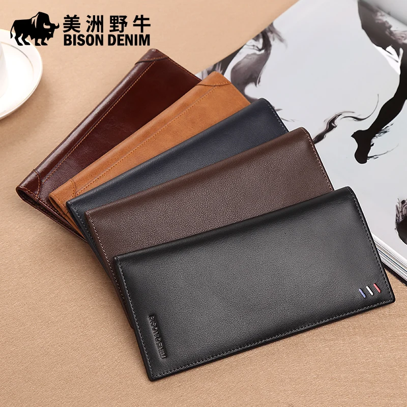 Известных брендов BISON DENIM мужской кошелёк бумажник портмоне мужское натуральная кожа сумки мужские бизнес повседневная мужские кошельки визитница кошелек кожа мужской мода кашельки с бесплатной доставкой