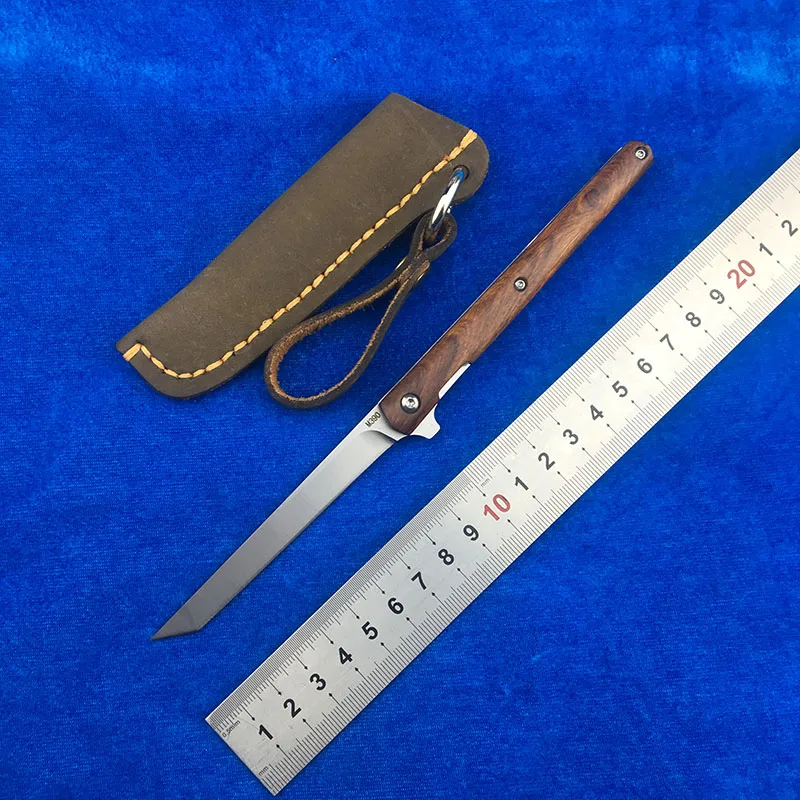 LEMIFSHE M390 лезвие маленькая ручка Флип складной нож шарикоподшипник Красная тень дерево+ стальная ручка Открытый Фруктовый Нож EDC инструмент