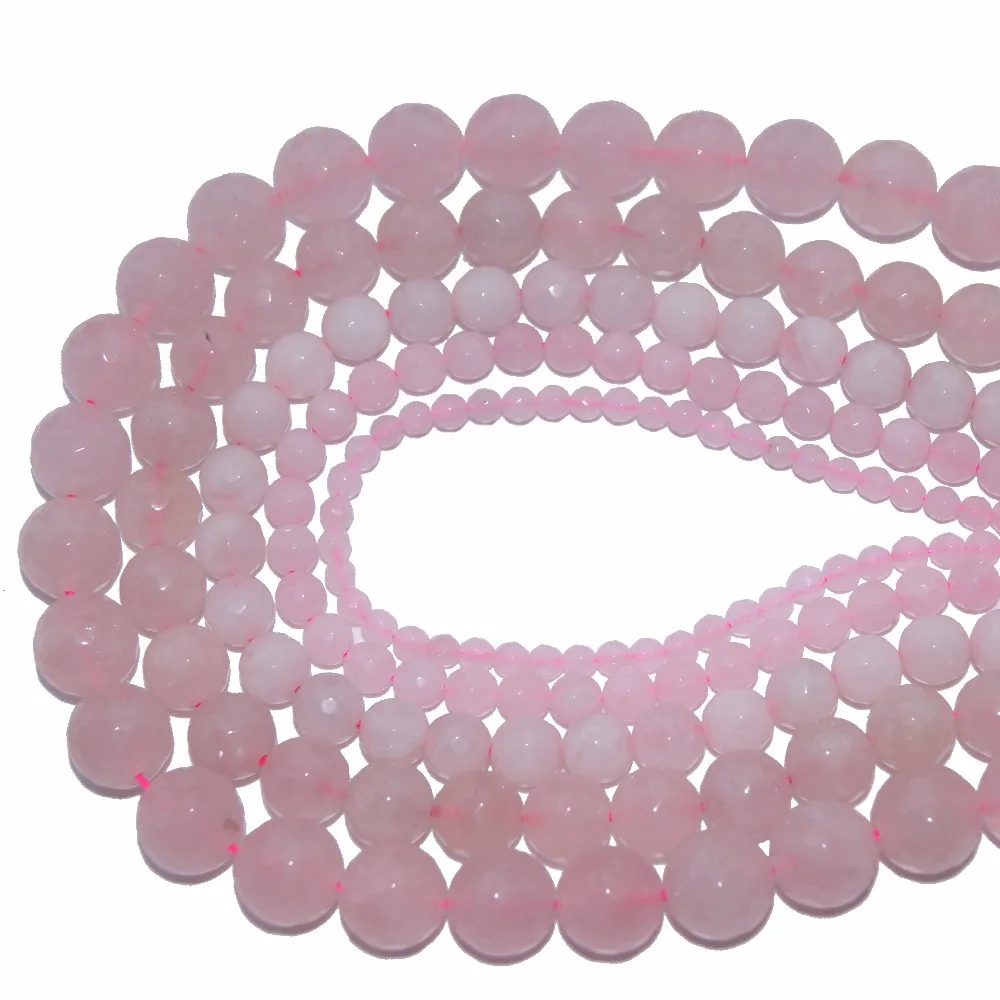 Бусины для изготовления ювелирных изделий граненые розовые 4 6 8 10 12 мм нитка 15