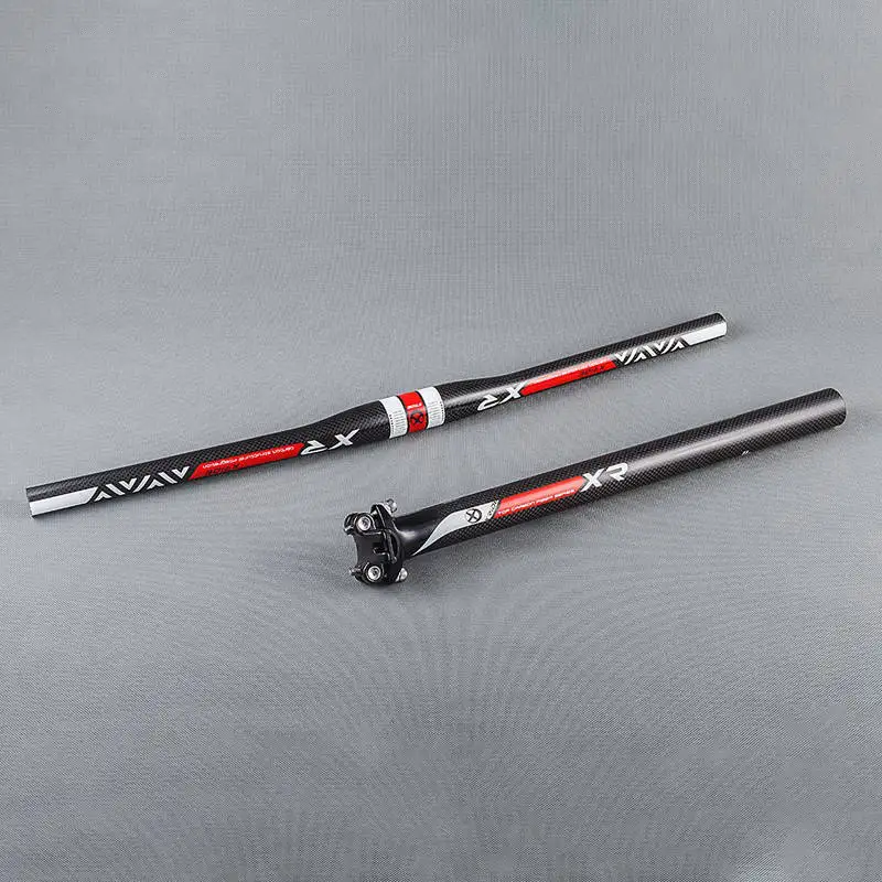 Flat Bar SeatPost XRIDE XR углеродное волокно MTB части для велосипеда Наборы горный велосипед плоский или подъемный Руль+ ствол+ подседельный штырь - Цвет: Flat Bar SeatPost