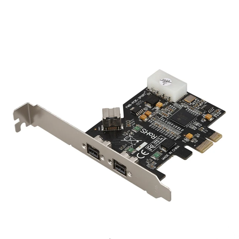 Черный Плата контроллера PCI-Express IEEE 1394b FireWire с 3 портами(2 внешних+ 1 внутренний - Цвет: Черный