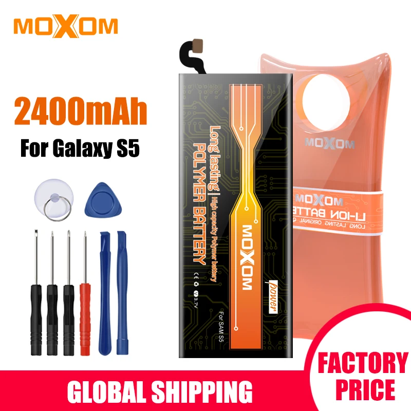 Батарея MOXOM для samsung S5 батарея для Galaxy S5 G900 G900S G900I G900F G900H 2400 мАч EB-BG900BBE литий-полимерная батарея