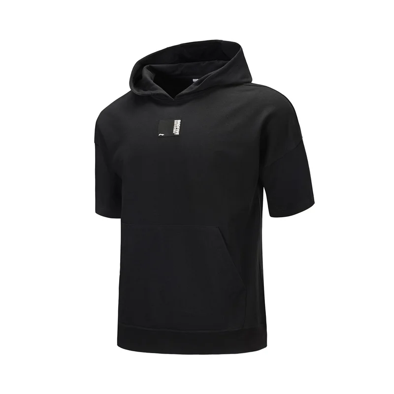 Li-Ning Мужская баскетбольная серия BAD FIVE, Джерси свободного кроя, 77% хлопок, 23% полиэстер, подкладка, спортивные футболки с капюшоном AAEP003 MTS3065 - Цвет: AAEP003-1H
