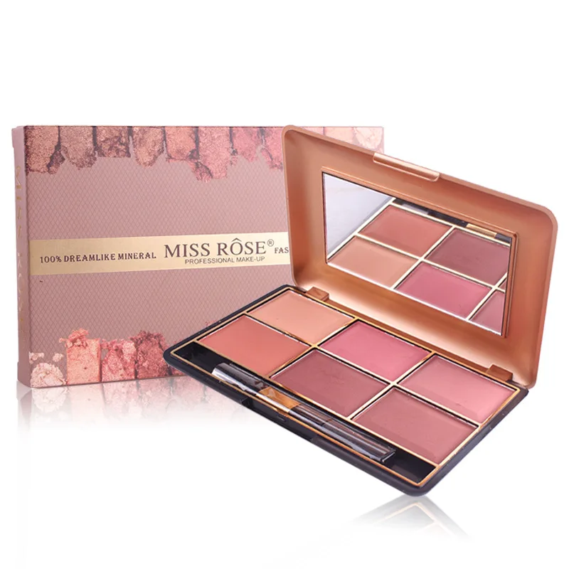 Miss Rose 6 цветов Палитра для румяны пудра Бронзовый персиковый Румяна лица матовая