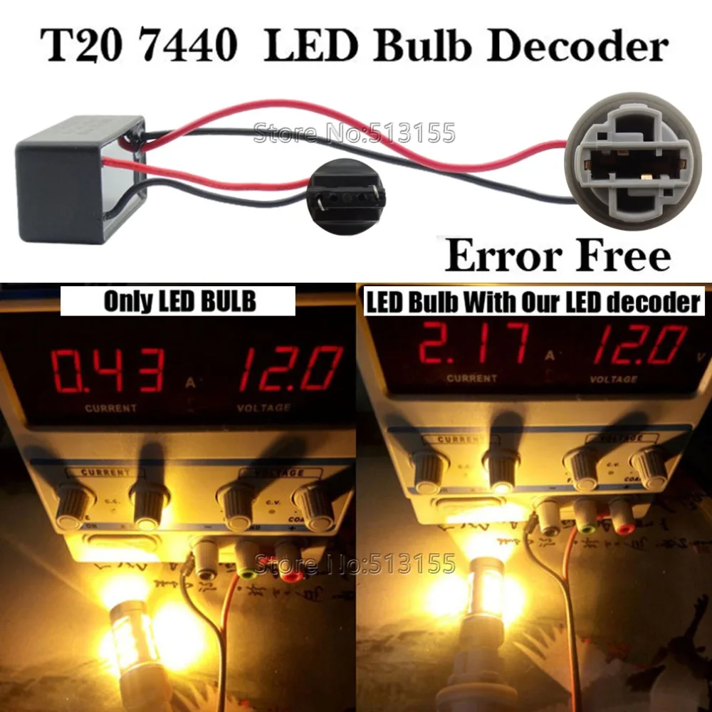 VANSSI 2Pcs T20 7440 7440NA W21W WY21W Canbus Error Free Resistor Decoder Warning Canceller For LED Turn Signal Bulb | Автомобили и
