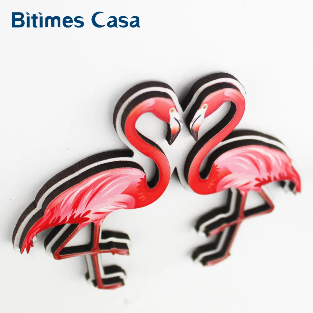 Магниты на холодильник Bitimes Love Flamingo магнитная наклейка из MDF для украшения дома
