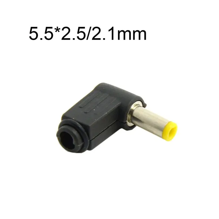 

90 Degree Right Angled DC Power Male Plug Connector 5.5mm x 2.5mm & 2.1mm Adapter Soldering Type 5.5 2.5 mm