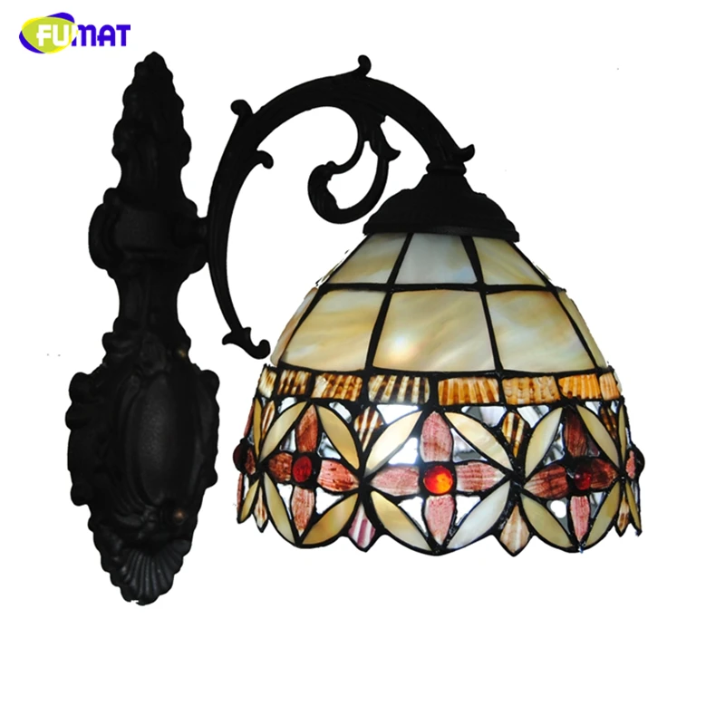 

FUMAT 7" Tiffany Wall Lamps LED Natural Shell Baroque Lampshade Wall Sconces Lights Home Decor BAR Living room Wall Lightings