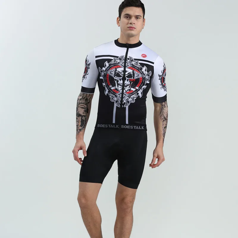 0cycling set 01 Boestalk маска призрака Велоспорт костюм летние мужские с коротким рукавом Велоспорт Джерси+ нагрудник шорты roupa ciclismo feminina велосипедная одежда - Цвет: 0cycling set 01