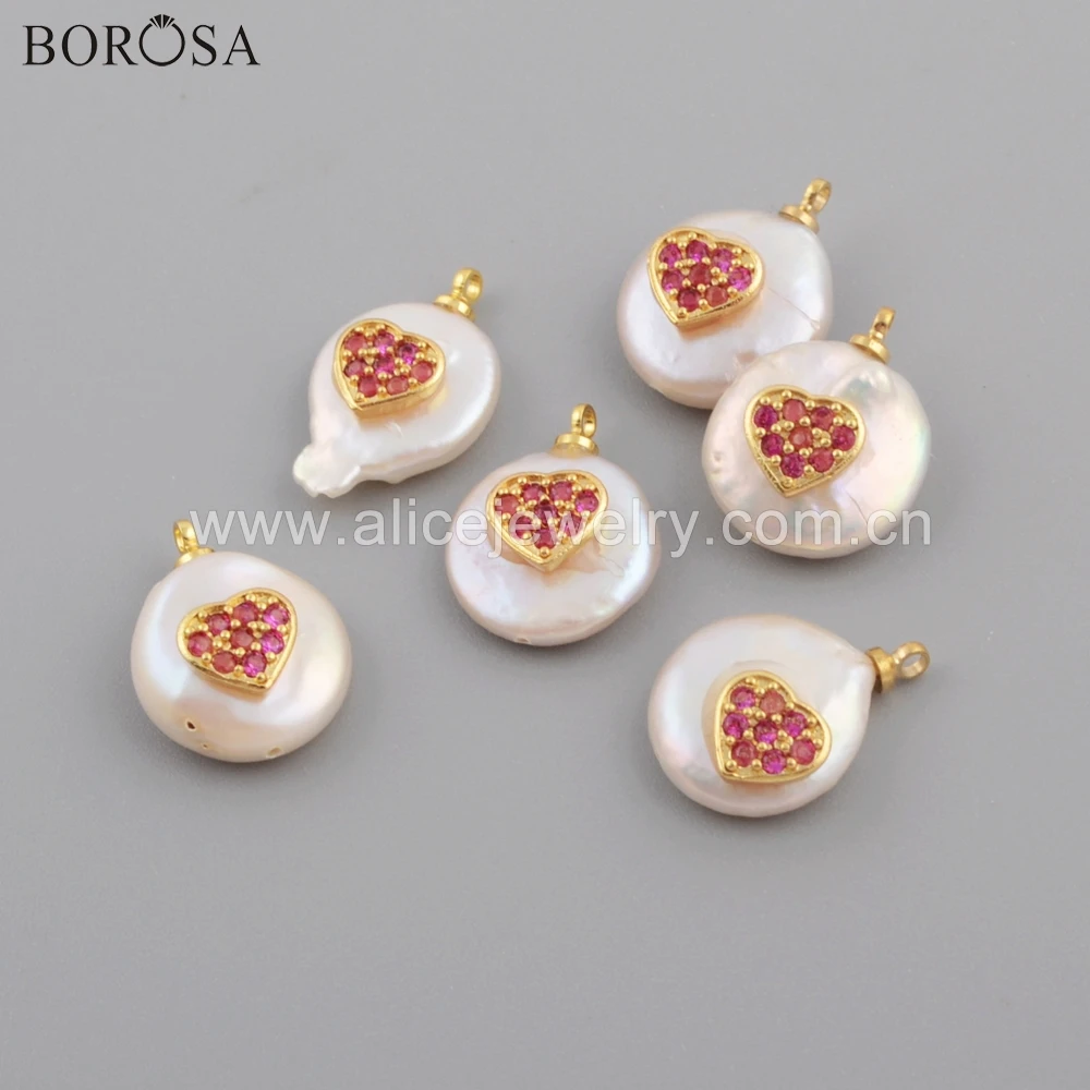 BOROSA 10 шт в форме сердца Позолоченные натуральные пресноводные жемчужные