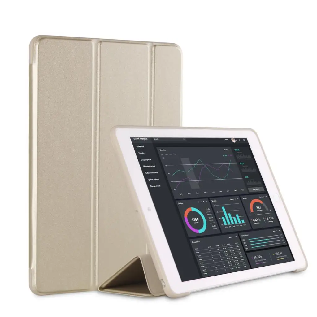 Golden Чехол PFHEU для iPad / 9,7, силиконовый мягкий тонкий чехол из искусственной кожи для iPad Air 1 Air 2 - Цвет: Golden