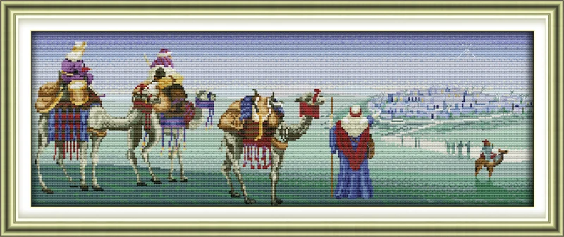 

Ship of The Desert cross stitch kit landscape18ct 14ct 11ct count printed canvas stitching embroidery DIY handmade needlework