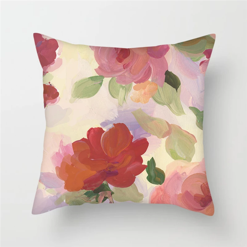 Цветная Цветочная Подушка Fuwatacchi наволочка с цветами декоративная розового и