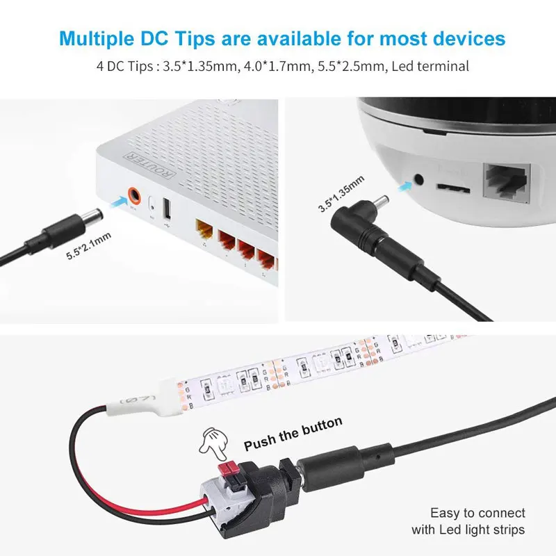 Versatile 9V 2A 1.5A 1A 0.6A 600mA Power Supply 5.5mm x 2.1mm Barrel Plug Wall AC Adapter Charger Cord Gift 4 Conneors | Обустройство