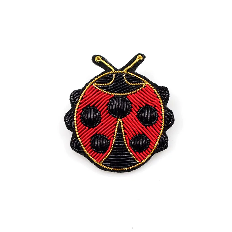 

Insect theme badge Exquisite lovely ladybug rozet Metal silk handmade embroidery badges