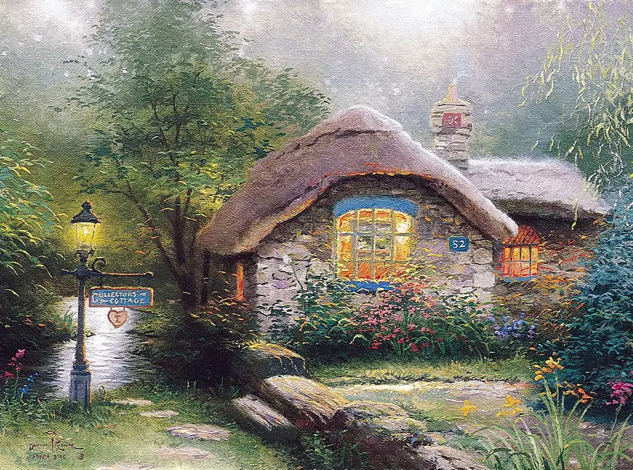 Картина на холсте Thomas Kinkade осень в Эшли Коттедж с принтом Современные художники