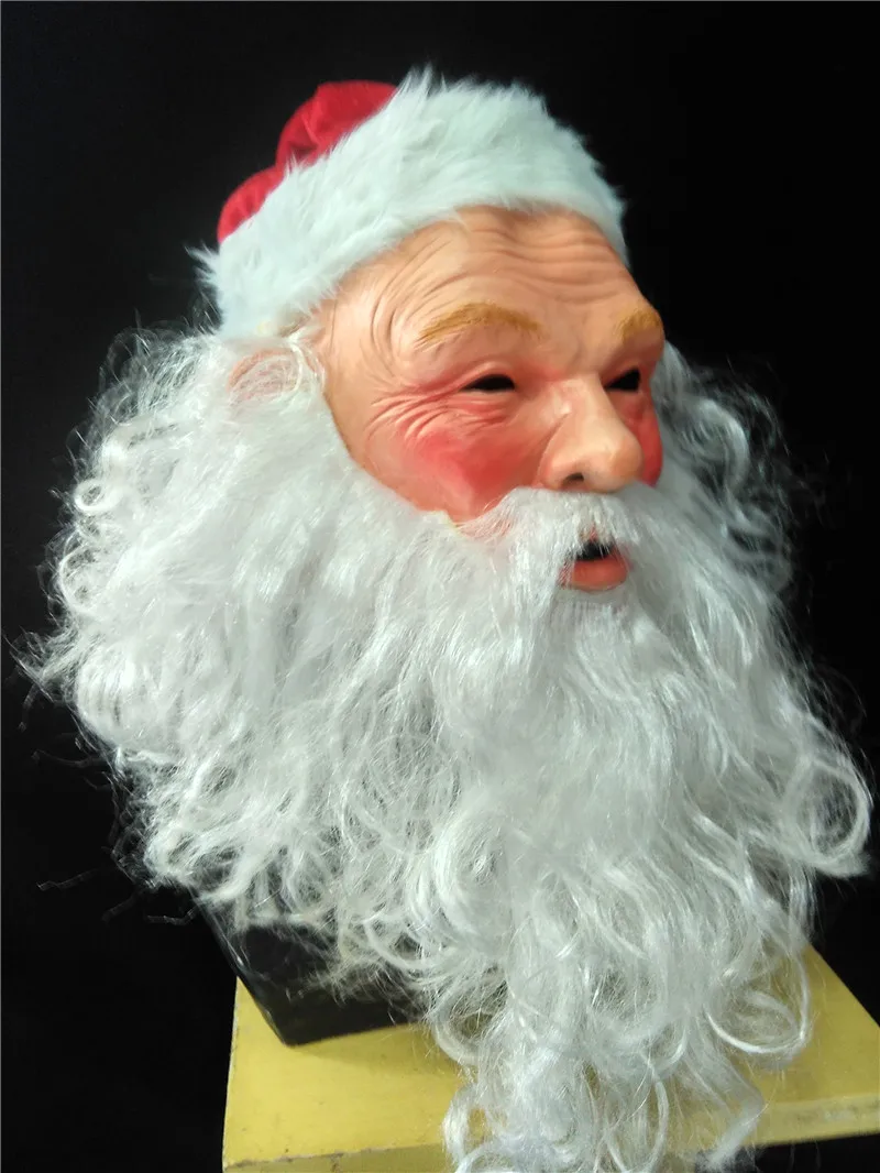 Рождественские костюмы косплей Санта Клаус маскарадные латексные маски с