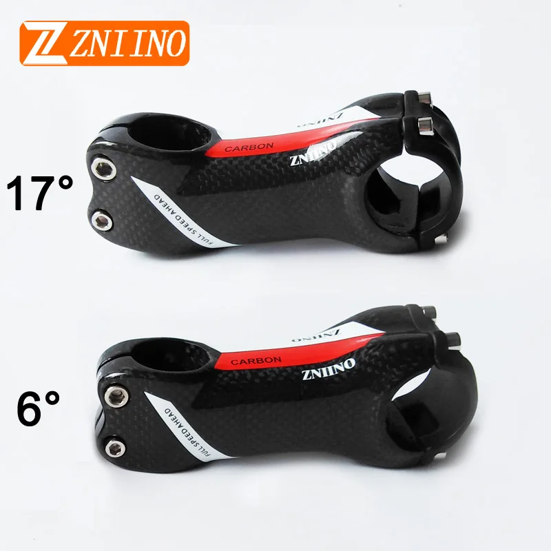 

ZNIINO Carbon stem 31.8mm 6/17 Degree Road/MTB 3K Gloss full Carbon fiber Stems Bike Parts 70/80/90/100/110/120/130 Bicycle Stem
