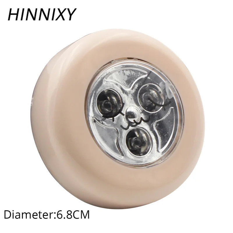 Hinnixy 3LED 4LED красочные мини сенсорные лампы холодный белый батарейный блок круглый