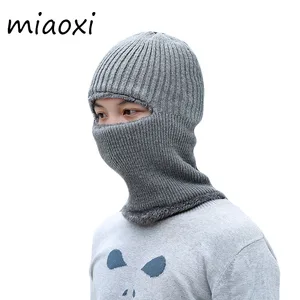 miaoxi New Fashion Winter Men Women Knitted Mask Cap Thicken Warm Hat Fur Velvet Inside High Quality Bonnet Men's Hats mx-325 miaoxi New Fashion Winter Men Women Knitted Mask Cap Thicken Warm Hat Fur Velvet Inside High Quality Bonnet Men's Hats mx-325