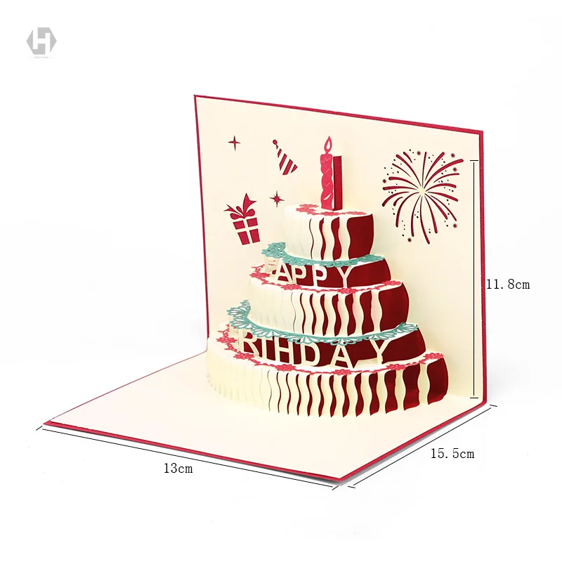 3D всплывающий торт ко дню рождения поздравительная открытка полые резные